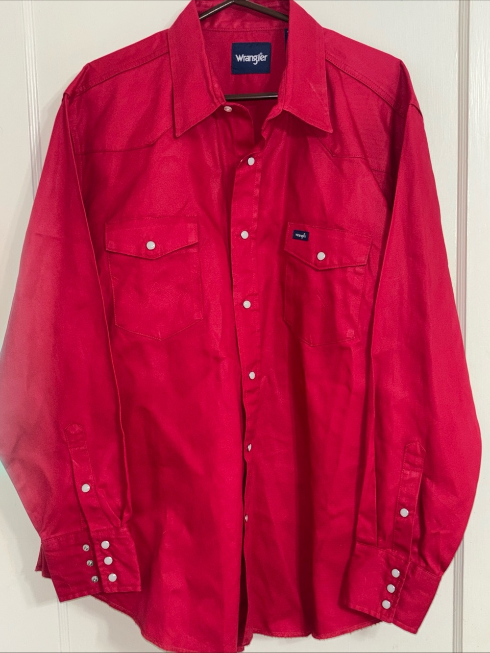 Wrangler Red Long Sleeve Western Snap Shirt Brushpopper 2XL